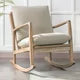Linen Fabric Upholstered Comfy Rocking Chair Nursery Chair, Modern Accent Chair with Solid Wood Legs, for Porch, Garden Patio, Balcony, Living Room, Bedroom, Beige