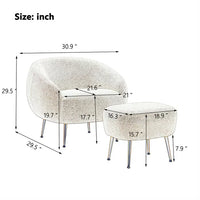 Accent Chair with Ottoman, Modern Tufted Upholstered Single Sofa Chair with Footrest and Solid Wood Legs, Comfy Armchair Leisure Lounge Chair with Removable Backrest for Living Room Bedroom, Grey
