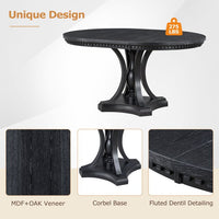 Dining Table Set, 5-Piece Dining Room Set, Retro Extendable Round Kitchen Table and 4 Chairs, Kitchen and Dining Room Sets for Kitchen Dining Room, Black Oak