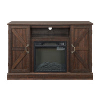 Farmhouse Classic Media TV Stand for TV up to 50",Antique Entertainment Center with 18" Electric Fireplace,Television Stands with Open and Closed Storage Space,Espresso