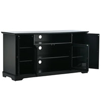 TV Stand for TV up to 65in, 59.8" Tall Entertainment Center with 2 Tempered Glass Doors Adjustable Panels Open Style Cabinet, Modern Media Console Wood Television Stand for Living Room, Black