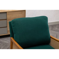 Accent Chair, Mid-Century Modern Arm Chair with Solid Wood Armrests and Legs, Upholstered Velvet Lounge Chair with Thick Backrest and Seat Cushion for Living Room Bedroom Balcony Studio, Green