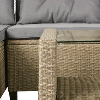 4 Piece Outdoor Patio Furniture Sets, Wicker Ratten Sectional Sofa Armchair with Seat Cushions, Conversation Set for Backyard Garden Lawn Balcony Pool, Beige Brown