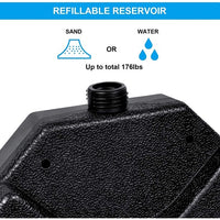 4-Piece Heavy Duty Cantilever Offset Patio Umbrella Base, Water/Sand Filled Square Umbrella Stand 4 with Easy-to-Fill Spouts for Garden, Backyard and Poolside Black