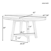 Round Extendable Dining Table for 6, Modern Wood Kitchen Table with 16" Leaf, Farmhouse Round Dining Room Table, Seats up to 6 people, Weight Capacity 300 Pounds, Natural Wood Wash