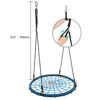 Spider Web Tree Swing 40" for Kids Adults Outdoor Play Round Platform Net Swing Seat for Backyard Playground - Fun for Kids - Included Accessories(Blue)