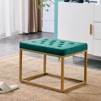 Velvet Shoe Changing Stool, Square Footstool Vanity Chair, Sofa Stool Makup Stool Vanity Seat Piano Bench for Clothes Shop, Living Room, Porch, Fitting Room Bedroom, Green