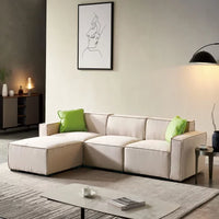 102" Modern Convertible Sectional Sofa with 2 Pillows,Linen Fabric L Shape Modular Couch with 2 Convertible Ottoman Chaises & Thicked Seat Cushion, DIY Combination 3-Seat Individual Seat Sofa