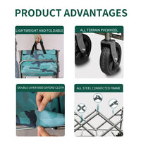 Collapsible Folding Utility Wagon Cart with Storage Bag and Anti-Steel Frame, Portable Hand Cart with Rolling Wheels and Ergonomic Handle, Utility Pull Cart Grocery Sport Cart for Outdoor