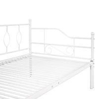 Twin Size Metal Frame Daybed with Pullout Trundle, Heavy Duty Steel Slat Support Sofa Bed for Guest, Furniture for Kids Teens and Adults, Bed Frame for Bedroom Living Room, No Spring Box Needed, White