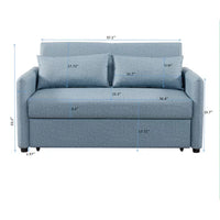 Convertible Sleeper Sofa,Leather Loveseat Sleeper Pull Out Sofa Bed Convertible Sofa Sleeper with Adjustable Backrest,2 Pillows,Side Pockets,Multi-Function Loveseat Couch for Living Room Office,Blue