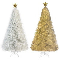 7 FT Christmas Tree with 500 LED Warm Lights, Pre-lit Artificial Xmas Tree with Star Top and PVC Branch, Perfect for Indoor Home Office Party, White