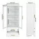 Tall Storage Cabinet, Freestanding Kitchen Pantry Cabinet with Glass Doors and Shelves, Large Modern Cupboard with 2 Drawers for Home Office, 2 Glass Doors Bathroom Cabinet, 23.6" L x 15.7" D x 63"
