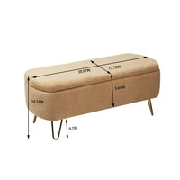Storage Ottoman Bench,End of Bed Bench with Large Storage Space and Metal Legs,Upholstered Entryway Bench for Living Room Bedroom End of Bed Entryway,Camel