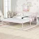 Twin Size Daybed with Trundle,Metal Daybed Frame with Slats Support,Dual-use Platform Bed for Child Teens Adults, No Box Spring Needed, Pink