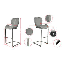 Bar Chair Set of 4, All PU Fabric Dining Chairs Kitchen Counter Bar Stools with Metal Legs, Modern Upholstered Bar Stools with Chrome Frame for Dining Kitchen, 14.2”D x 18.9”W x 39.4”H, Grey