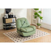 Leather Power Recliner, Swivel Recliner Chair with Footrest, USB Charger, Bluetooth, and Phone Holder, Single Sofa Chair for Living room, Bedroom, Green