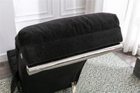 Electric Massage Chaise Lounge, Linen Indoor Lounger with Remote Control and Side Pocket, Ergonomic Indoor Royal Chair for Office, Living Room, Bedrooom, Black