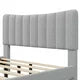 Queen Size Platform Bed with Vertical Channel Tufted Headboard, Elegant Linen Upholstered Platform Bed Frame with Slats Support and Solid Wood Legs and Under Bed Storage, No Box Spring Needed, Gray