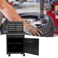 5-Drawer Rolling Tool Chest & Removable Tool Box with Locking System, Tool Box Organizer with 4 Wheels&Hooks, Large Capacity Garage Storage Cabinet for Warehouse and Repair Shop, Black