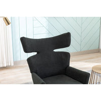 Curved Tufted Accent Chair with Gold Metal Legs,Upholstered Velvet Wingback Armchair High Back Lounge Leisure Chair,Comfy Single Sofa Chair Vanity Chair for Living Room Bedroom Waiting Room,Black