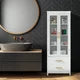 Tall Storage Cabinet, Freestanding Kitchen Pantry Cabinet with Glass Doors and Shelves, Large Modern Cupboard with 2 Drawers for Home Office, 2 Glass Doors Bathroom Cabinet, 23.6" L x 15.7" D x 63"
