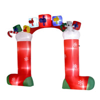 9ft Christmas Inflatables Sock Arch with 24W 11 LED Lights ,Blow up Outdoor Decorations Merry Christmas Archway for Lawn Garden Yard Xmas Holiday Party