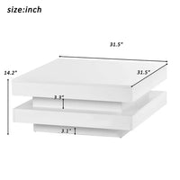 LED Coffee Table,High Gloss End Table with 16-Color LED Lights,2-Tier Square Coffee Table with A Remote Control,Minimalist Design Center Table for Living Room Office,31.5"x31.5"x14.2",White
