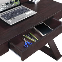 Writing Computer Desk, 48 inch Modern Study Table, Makeup Vanity Wooden Console Table with Storage Drawers & Strong X Legs(Espresso)