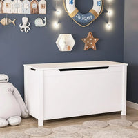 Kids Wooden Toy Chest, 2 In 1 Large Toy Storage Truck Bench with Flip-Top Lid, 2 Safety Hinges & Groove Handle, Toddler Big Toy Box for Playroom & Bedroom, Gift for Boys Girls Age 3+ (White)