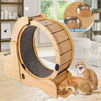Cat Sports Running Wheel,Cat Exercise Wheel Wood Climbing Frame,Cat Litter Fitness Wheel,Oversized Roller Cat Indoor Activity Center,Large(Right)