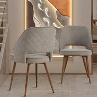 Modern Dining Chairs Set of 2, Linen Accent Chair, Living Room Leisure Chairs, Upholstered Side Chair with Metal Legs, Office Chair for Dining Room Kitchen Vanity Patio Club Guest, Gray