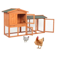 61" Chicken Coop Large Wooden Outdoor Bunny Rabbit Hutch Hen Cage with Ventilation Door, Removable Tray & Ramp Garden Backyard Pet House Chicken Nesting Box