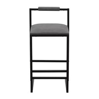 PU Leather Counter Height Stools Set of 2, 26in Bar Stools with Back and Metal Footrest, Modern Upholstered Armless Bar Chair for Kitchen Island, Home Bar, Gray
