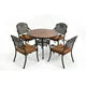 5-Piece Outdoor Aluminum Patio Dining Set, All-Weather Conversation Set 4 Chairs and 1 Round Table, 4 Chairs with Cushion and Backrest for Balcony, Lawn, Garden, Backyard