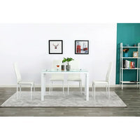 Glass Dining Table for 4, Kitchen Table with L-shaped Legs, Anti-skip Foot Pads, Dining Table for Small Space, Living Room, Reception Room, White