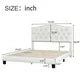 Queen Size Elegant Upholstered Linen Fabric Platform Bed,Wood bed Frame with Curved Diamond Button Tufted Headboard and Solid Wood Slats,for Teens Adults,No Box Spring Needed,Mattress Not Included