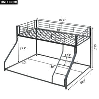 Twin XL Over Queen Bunk Bed with Ladders, Heavy-Duty Metal Bunk Bed Twin XL Over Queen Size for Kids Boys Girls Teens Adults, Modern Style Queen Size Bunk Bed, Black
