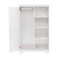 Kids Wardrobe Closet, 51"H Wardrobe Cabinet with 1 Door and 3 Shelves, Floor Storage Cabinet with Hanging Rod, Bedroom Armoire Clothes Organizer for Kids, with Anti-falling Hardware, White