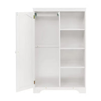 Kids Wardrobe Closet, 51"H Wardrobe Cabinet with 1 Door and 3 Shelves, Floor Storage Cabinet with Hanging Rod, Bedroom Armoire Clothes Organizer for Kids, with Anti-falling Hardware, White