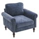 Upholstered Accent Chair, Indoor Single Sofa Chair with Curved Armrest and Solid Wood Gourd Foot, Comfy Lounge Armchair, Modern Reading Chair for Living Room Bedroom Office, Gray-Blue