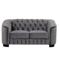 64" Velvet Upholstered Loveseat Sofa, Modern Loveseat Sofa with Thick Removable Seat Cushion, Comfy Small Sofa, Modern Sectional Sofa Couch for Living Room, Bedroom,or Small Space, Gray