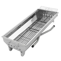 Portable Charcoal Grill Stainless Steel Foldable Cooking Kabob Barbecue Grill with Storage Shelf and Enameled Grill Pan, Outdoor BBQ Grill for Camping Hiking Picnics Beach Party(39.37x12.2x27.95inch)