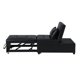 Black Sofa Bed Chair Bed, Convertible Couch Chair 4 in 1 Multi-Function Modern Folding Ottoman Leather Sleeper Bed with Adjustable Backrest and Pull Out Bed for Living Room Apartment Office