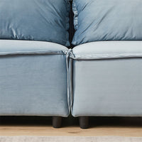 79" Velvet Upholstered Loveseat Sofa, Comfy Soft 3 Seater Couch with Turned Inward Back and Arms, Modern Couch for Living Room, Apartment, Office, Blue