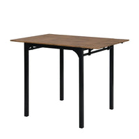 5-piece Counter Height Dining Table Set, Farmhouse Dining Room Table Set with Drop-Leaf Tabletop and Metal Frame, Industrial Kitchen Bar Table Set with 4 Chairs and Footrest, Space Saving, Black+Brown