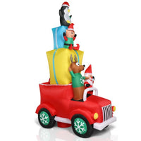 12FT Christmas Inflatable Outdoor Decoration, Christmas Inflatables Santa Claus Driving with Gift Decoration and 12 Lights, Blow Up Yard Decorations for Holiday Decoration