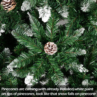6FT Pre-Decorated Artificial Flocked Christmas Tree, Snowy Pine Cone Holiday Decoration w/ 920 Tips Branch & 52 Pine Cone,Sturdy Metal Stand