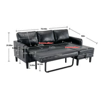 Pull Out Sleeper Sofa Couch,Convertible Sectional Sofa Sleeper with Pull-Out Bed and Storage Chaise Lounge,L-Shaped Sectional Sofa Corner Couch with Storage and Side Pocket for Living Room,Black