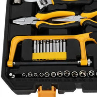 198 Piece Tool Set General Household Hand Tool Kit with Plastic Toolbox Storage Case Yellow
